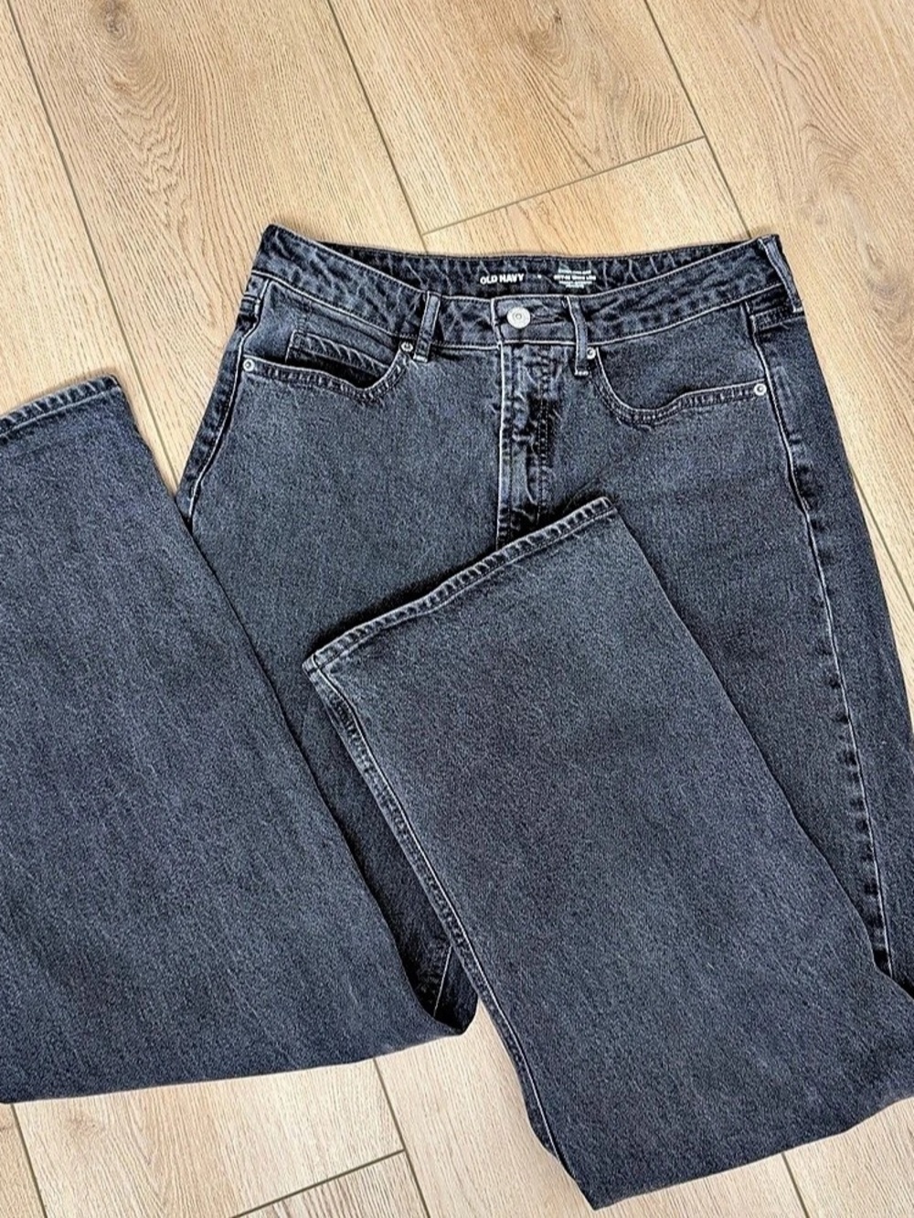 Old Navy Extra High-Rise Sky-Hi Wide-Leg Secret-Smooth Pocket Jeans Gray Jeans